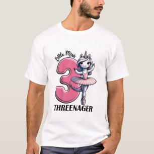 Camiseta Niños Little Miss Threenager Tres 3er Cumpleaños N