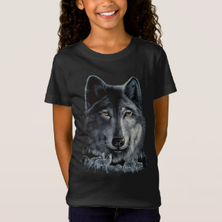 Camiseta Niños lobo grises - Brillo en la huella oscura