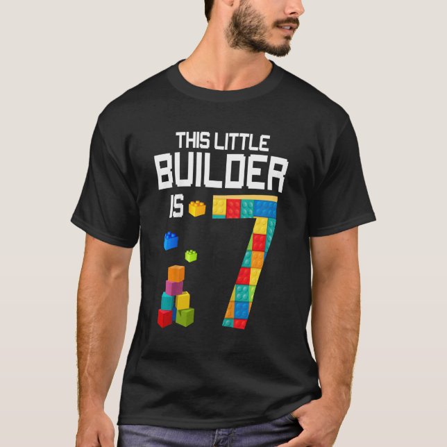 Camiseta Niños Maestro Constructor 7º Nacimiento Niño De 7  (Anverso)