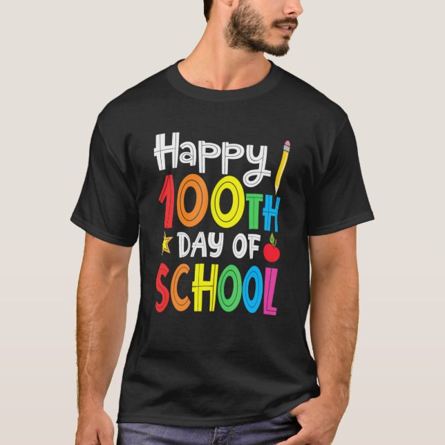 Camiseta Niños maestros Retro Groovy 100 días felices 100 d (Anverso)
