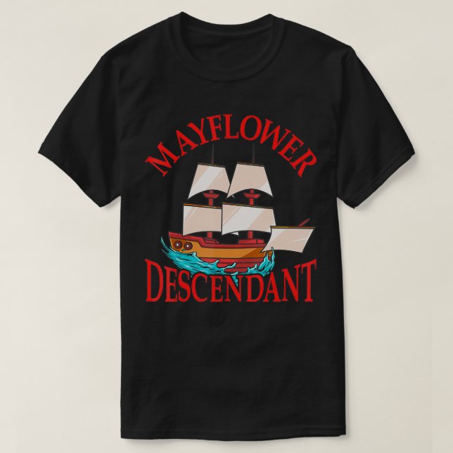 Camiseta Niños Mayflower Descendente historia del barco reg (Diseño del anverso)