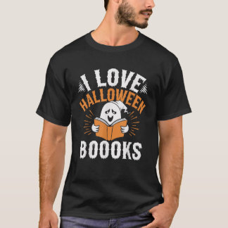 Camiseta Niños me encantan los libros de Halloween Fantasma