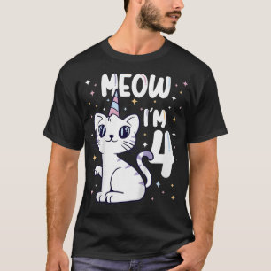 Camiseta Niños Meow Soy fiesta de gato de 4 días lindo 4 cu