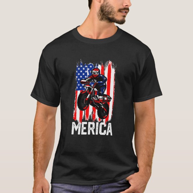 Camiseta Niños Merica Bandera Estadounidense Motorcross Dir (Anverso)