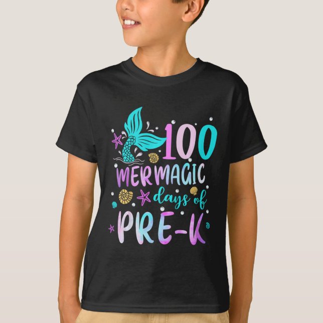 Camiseta Niños Mermaid Tail 100 Días Mermágicos De Pre-k Pa (Anverso)