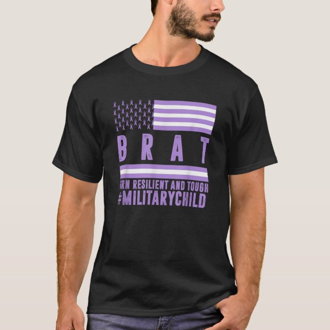 Camiseta Niños Mes de Niños Militares Púrpura Conscientes (Anverso)