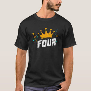 Camiseta Niños Mi cuarto cumpleaños con corona y yo tengo c
