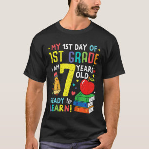 Camiseta Niños Mi Primer Día De Primer Grado Tengo 7 Años Y