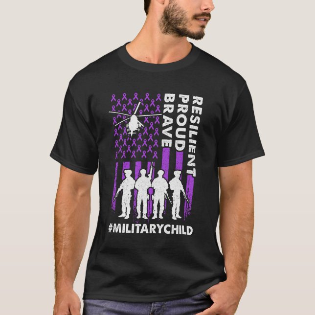 Camiseta Niños militares Adultos Púrpura Bandera Estadounid (Anverso)