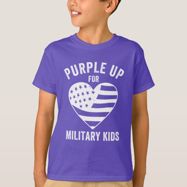 Camiseta Niños militares morados Concienciación sobre niños (Anverso)