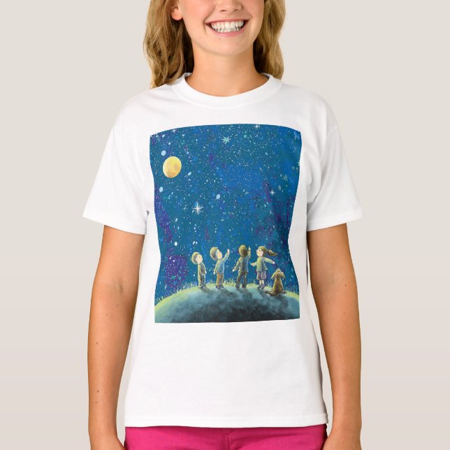 Camiseta Niños Mirando Starry Sky (Anverso)