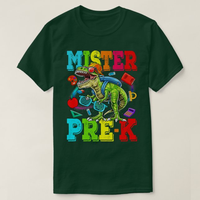 Camiseta Niños Mister Pre-K Amigo Monstruo Camión Dinosauri (Diseño del anverso)