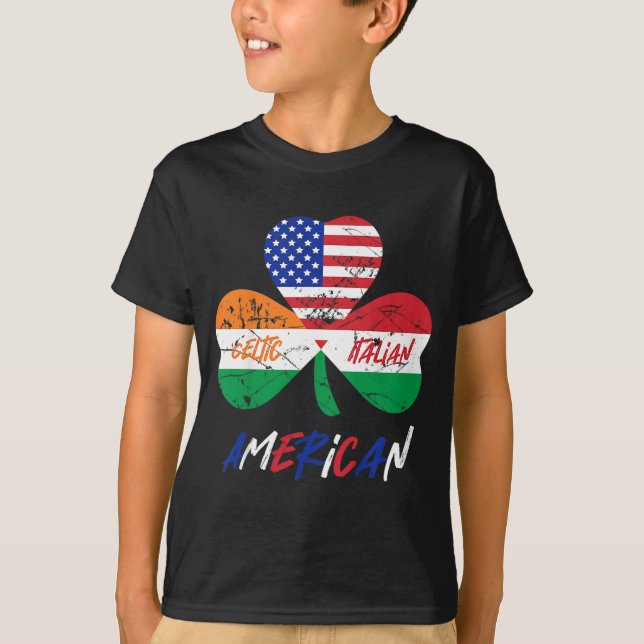 Camiseta Niños mitad irlandeses mitad italiana Bandera amer (Anverso)