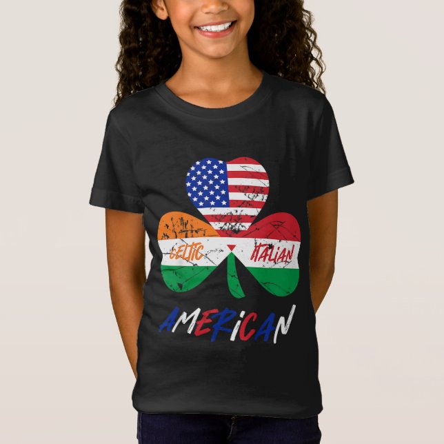 Camiseta Niños mitad irlandeses mitad italiana Bandera amer (Anverso)