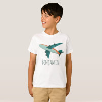Niños modernos y pequeños niños en avión azul