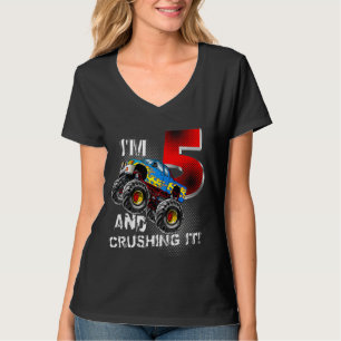 Camiseta Niños Monster Truck Cumpleaños Tengo 5 años y apla