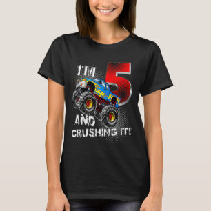 Camiseta Niños Monster Truck Cumpleaños Tengo 5 años y apla