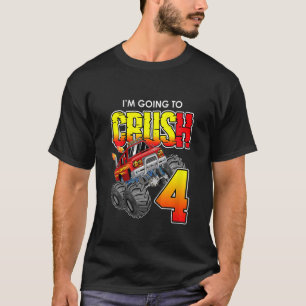 Camiseta Niños Monstruo Camión Cumpleaños 4 Años Cuarto Nac