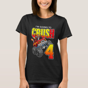 Camiseta Niños Monstruo Camión Cumpleaños 4 Años Cuarto Nac