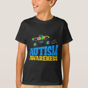 Camiseta Niños Monstruo Camión Rompecabezas Pieza Autismo C