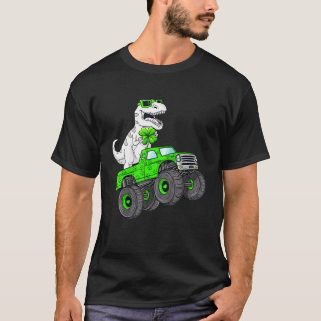 Camiseta Niños Monstruo de Dinosaurio Camión T Rex St Patri (Anverso)