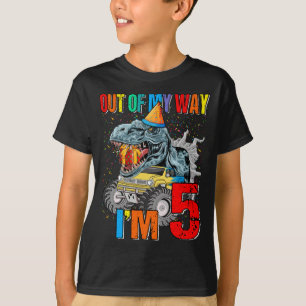 Camiseta Niños Monstruo de niños 5 cumpleaños Camión Dinosa