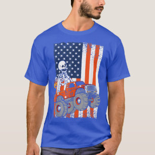 Camiseta Niños Monstruo de Skeleton Camión Bandera Estados 