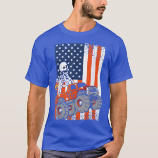 Camiseta Niños Monstruo de Skeleton Camión Bandera Estados