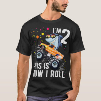 Camiseta Niños Monstruo del Tiburón Camión de 2º cumpleaños