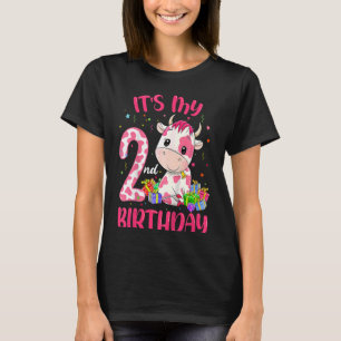 Camiseta Niños Moo Im Dos Es Mi Segunda Vaca Rosa Chica De
