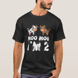 Camiseta Niños Moo Moo Cumplo Dos Vaca Linda Cumpleaños Vac
