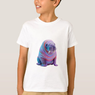 Camiseta Niños Morsa de Arcoíris Psicodélico de Mármol