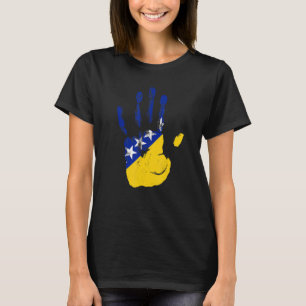 Camiseta Niños mujeres de la mano de la bandera de Bosnia y
