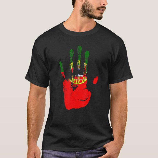 Camiseta Niños mujeres de la mano de la bandera de Portugal (Anverso)