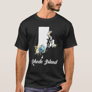 Camiseta Niños mujeres Rhode Island Hogar Estado Mapa Flor