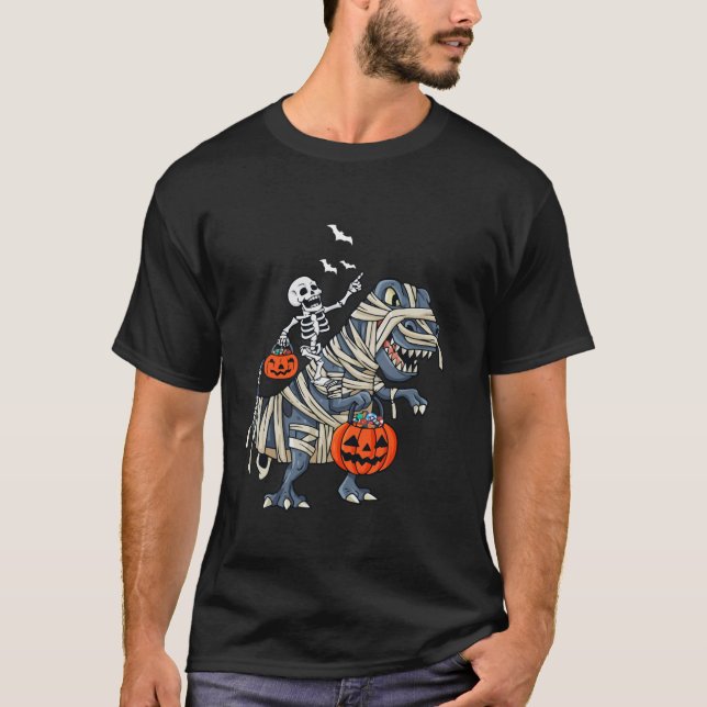 Camiseta Niños Mummy Dinosaur T Rex Skeleton Candy Bats Hal (Anverso)