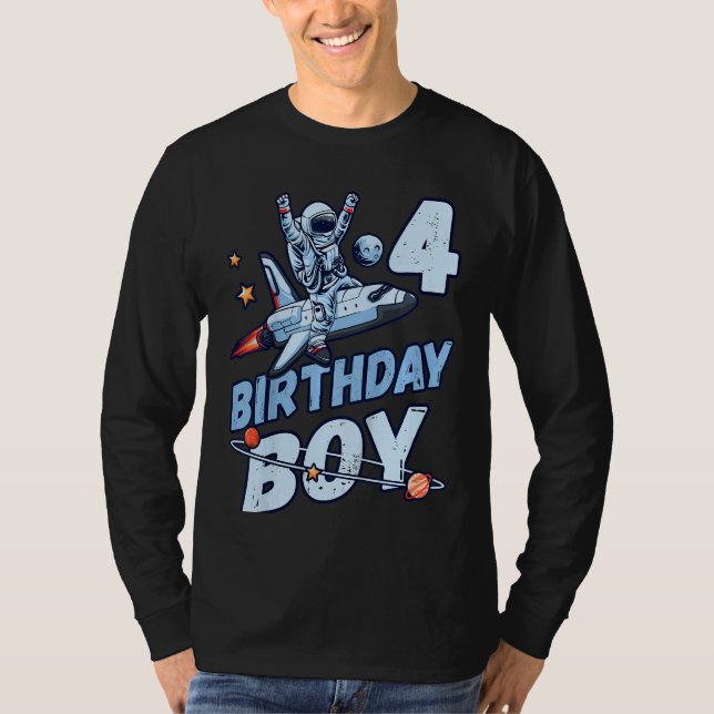 Camiseta Niños Nacidos Niño De 4 Años Planetas Astronautas  (Anverso)