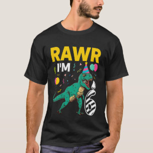 Camiseta Niños Nacimiento Dinosaurio Niño de 6 años Sexto N