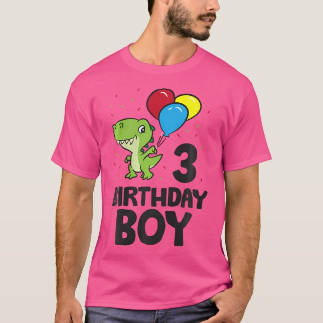 Camiseta Niños Nacimiento Niño Dinosaurio Tercer Cumpleaños (Anverso)