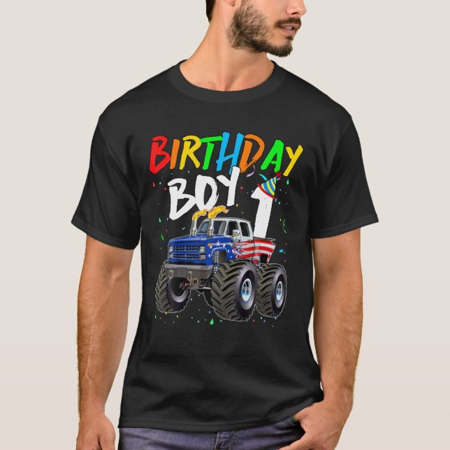 Camiseta Niños Nacimiento Niño Monstruo Bandera de Camión 1 (Anverso)