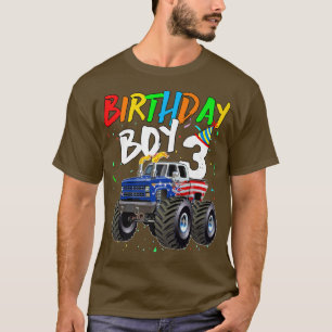 Camiseta Niños Nacimiento Niño Monstruo de 3 años Bandera d