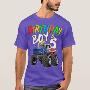 Camiseta Niños Nacimiento Niño Monstruo de 5 años Bandera d