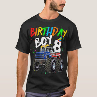 Camiseta Niños Nacimiento Niño Monstruo de 8 años Bandera d