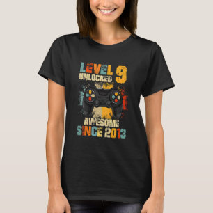 Camiseta Niños Nacimiento Niño Nivel 9 Desbloqueado Awesome