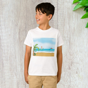 Camiseta Niños navegando en la playa tropical Océano verani