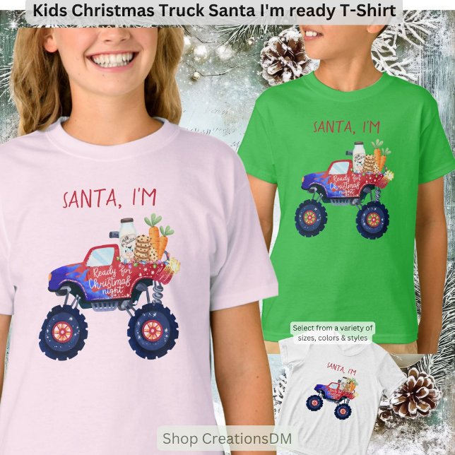 Camiseta Niños Navidades Camión Santa estoy listo (Subido por el creador)