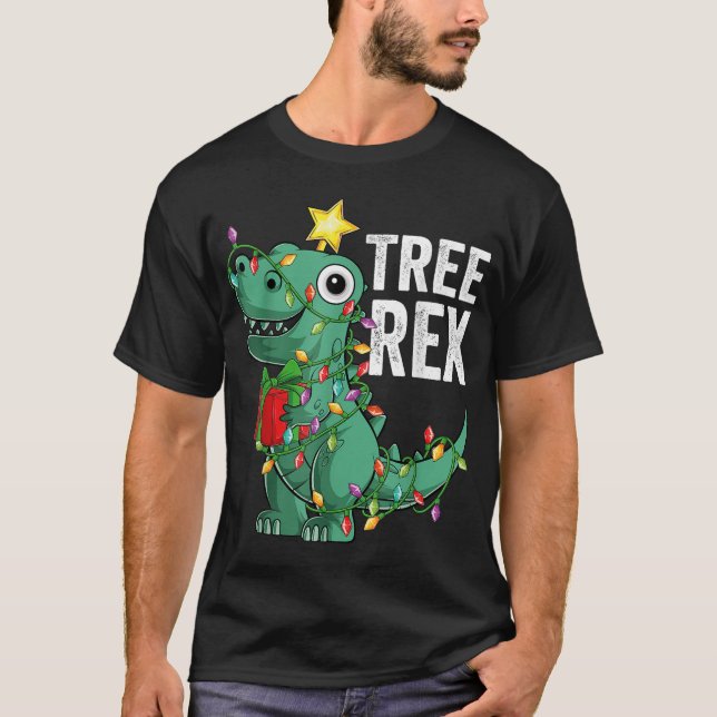 Camiseta Niños Navidades del árbol de los dinosaurios Rex P (Anverso)