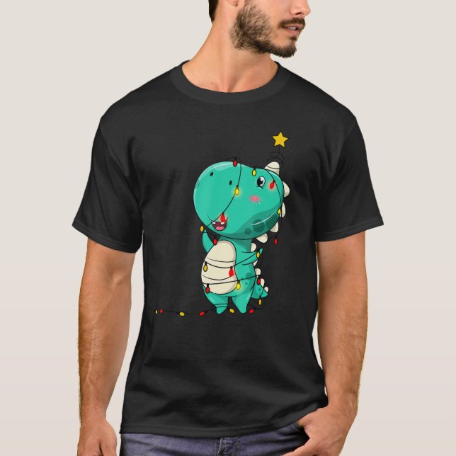 Camiseta Niños Navidades del árbol de los dinosaurios Rex P (Anverso)