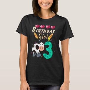 Camiseta Niños Niñas 3 Años Vaca Cumpleaños Niña Lindas Niñ