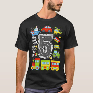 Camiseta Niños Niñas de 5 Años Cumpleaños Transporte